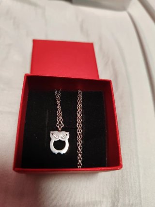 Collar búho acero con circonitas