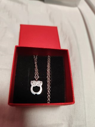 Collar búho acero con circonitas