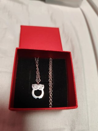 Collar búho acero con circonitas
