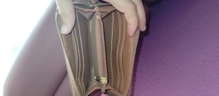 Monedero Mango beige y marrón