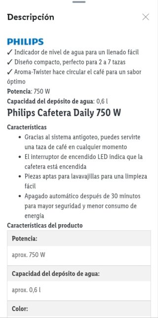 Cafetera Philips con filtros