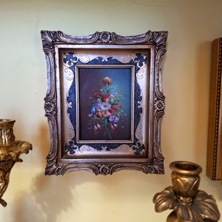 Quadro anni 60 mazzo di fiori Dipinto olio cm18x21