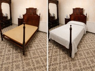 Cama antigua de madera maciza. Precio negociable.