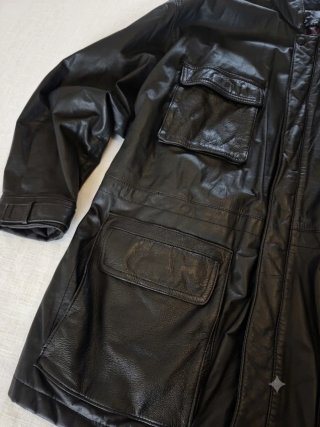 Giaccone vintage vera pelle nero