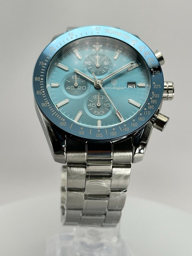 Reloj Poedagar Cronógrafo Azul y Plateado