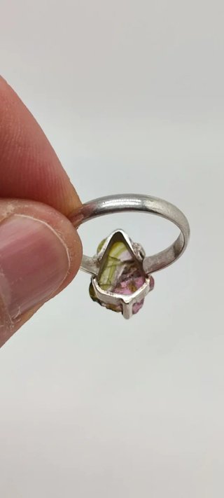 Anillo de Plata y Turmalina Sandía.