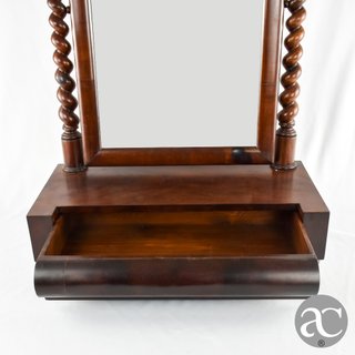 Toucador madeira e espelho com 1 gaveta, séc. XIX