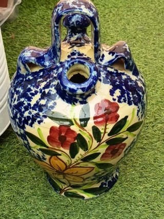 Botijo Cerámica Talavera Flores Azul