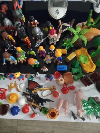Lote Playmobil: Avión, Dinosaurio y Figuras