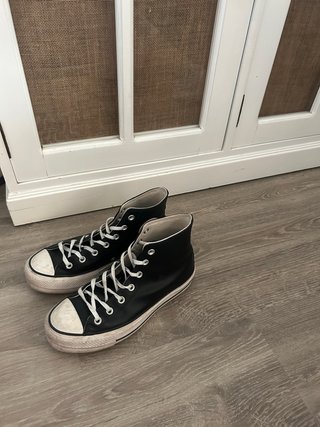 Converse Doble Suela Piel Negras Talla 38
