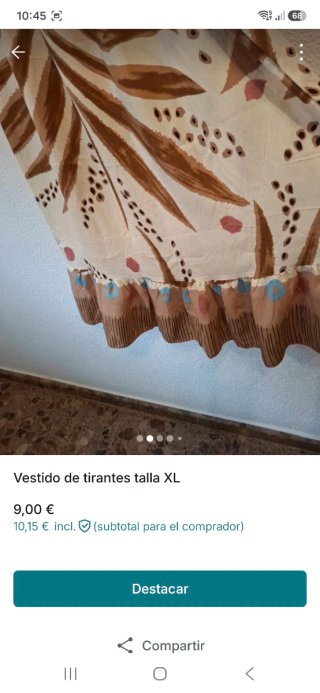 Vestido de tirantes estampado talla XL