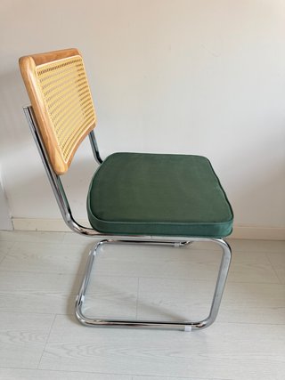 4 Sillas Comedor Ratán y Terciopelo