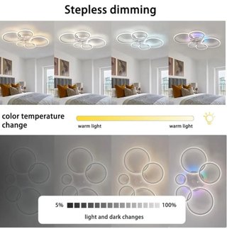 Caufloce 95cm Lamparas Ventilador De Techo RGB