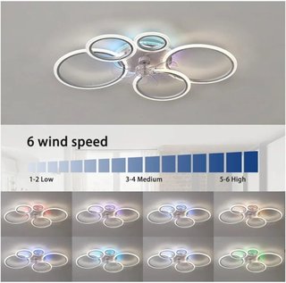 Caufloce 95cm Lamparas Ventilador De Techo RGB