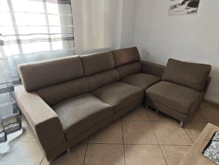 Chaiselongue de tela beige/marrón
