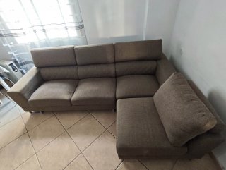 Chaiselongue de tela beige/marrón
