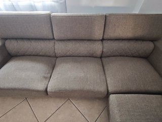 Chaiselongue de tela beige/marrón