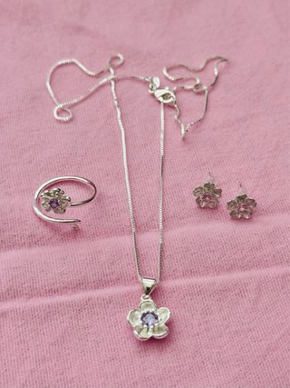 Set gioielli argento 925 con fiori