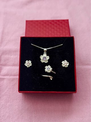 Set gioielli argento 925 con fiori