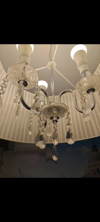 2 Lámparas de salón tela y cristal