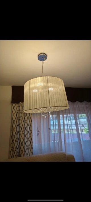 2 Lámparas de salón tela y cristal