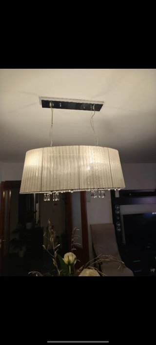 2 Lámparas de salón tela y cristal