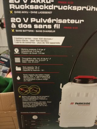 Pulverizador Parkside 20V recargable