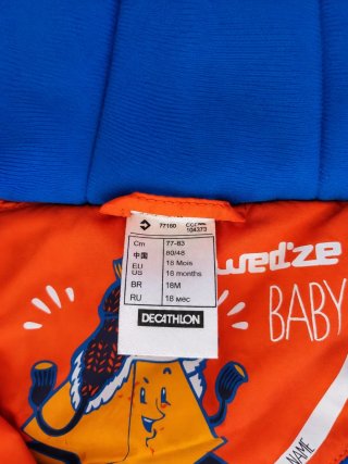 Mono de nieve naranja Wedze talla 18 meses