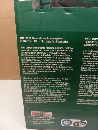 Parkside 20V Sierra de Sable Recargable