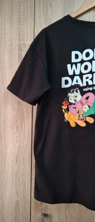 Camiseta negra oversize gráfico trasero Shein L