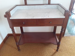 Mueble Lavabo Artesanal Madera y Mármol