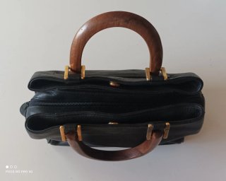 Bolso piel negro con asas años 70