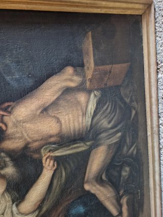 Óleo antiguo La Caridad de Roma