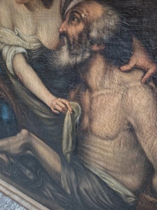 Óleo antiguo La Caridad de Roma