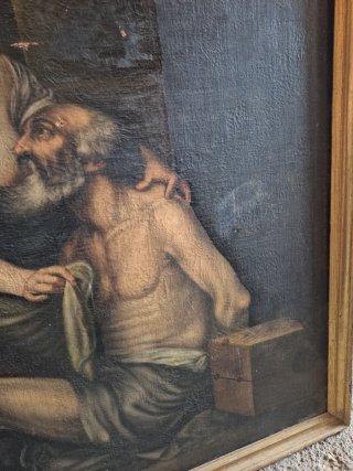 Óleo antiguo La Caridad de Roma