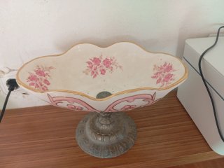 Centro de mesa vintage porcelana y metal