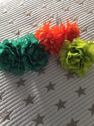 Pack 5 Flores Flamenca Verdes y Naranjas