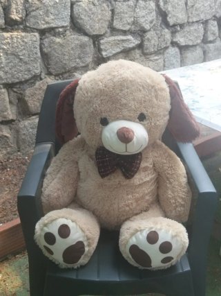 Oso de peluche marrón con pajarita