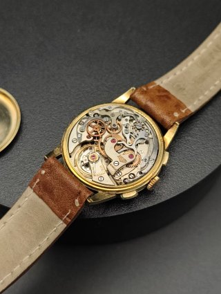 Heuer "Big Eyes" Chronograph Oro 14k - Valjoux 23