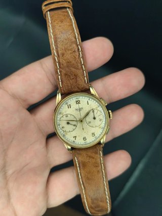 Heuer "Big Eyes" Chronograph Oro 14k - Valjoux 23