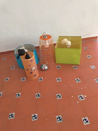Lámparas de techo decorativas, cristal, tela...