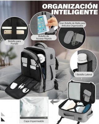 Mochila VANKEV Cabina Avión 40x30x20 Gris