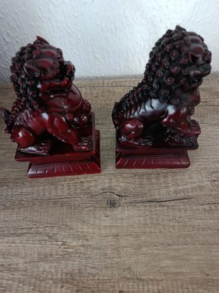 Figuras Guardianes Leones Chinos Rojo