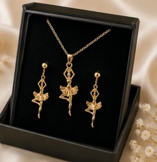 Conjunto Collar y Pendientes Bailarina Oro