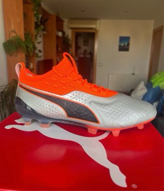 Botas de fútbol Puma One Naranja/Plata