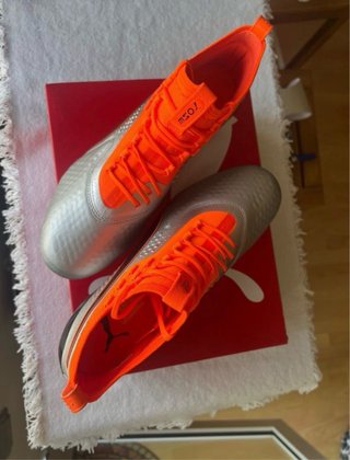 Botas de fútbol Puma One Naranja/Plata
