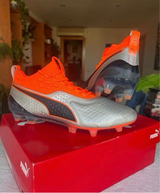 Botas de fútbol Puma One Naranja/Plata