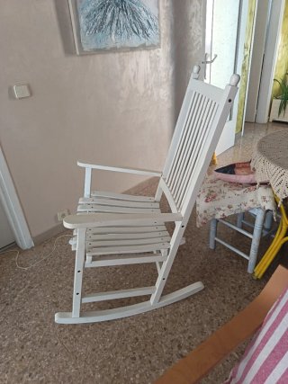 Silla Mecedora Blanca Madera