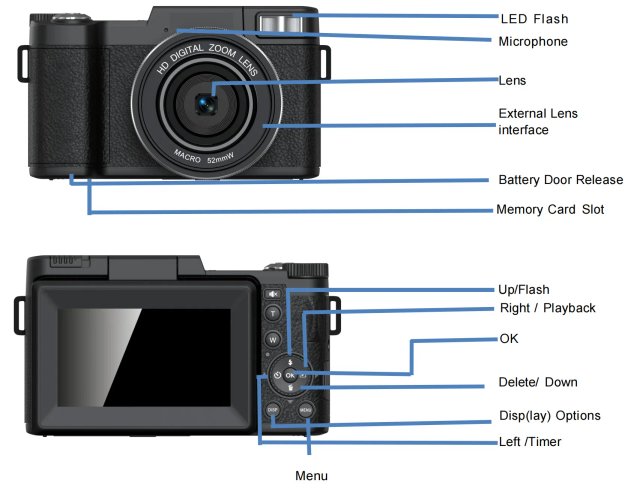 Fotocamera video 5K ultra HD 64MP SLR digitale 18X