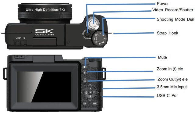 Fotocamera video 5K ultra HD 64MP SLR digitale 18X